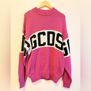 GCDS Logo Knit Sweater Pink | Oversized Crewneck Streetwear Designer